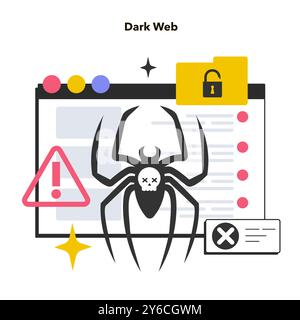 Darkweb or darknet. Worldwide network segment, anonymous and encrypted communication and content. Flat vector illustration Stock Vector