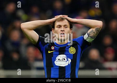 Milan, Italia. 04th Mar, 2024. Inter's Nicolò Barella in action during the Serie A soccer match between Inter and Genoa at the San Siro Stadium in Milan, north Italy - Monday, March 04, 2024. Sport - Soccer . (Photo by Spada/LaPresse) Credit: LaPresse/Alamy Live News Stock Photo