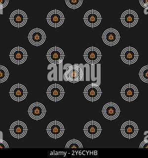 Computer Bug in Target vector Internet Security concept thin line seamless pattern Stock Vector