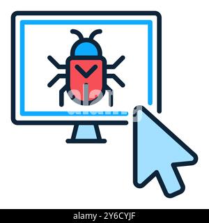 Mouse Cursor on Computer Virus vector concept colored icon or design element Stock Vector