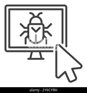 Mouse Click on Computer Virus vector concept outline icon or symbol Stock Vector