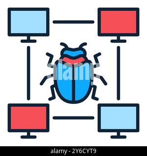 PC Bug vector concept colored icon or symbol Stock Vector