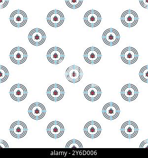 Computer Virus in Target vector Internet Security concept colored seamless pattern Stock Vector
