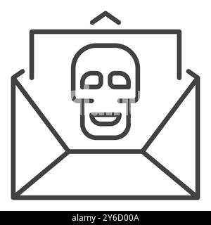 Message with Computer Virus vector Spam concept thin line icon or symbol Stock Vector