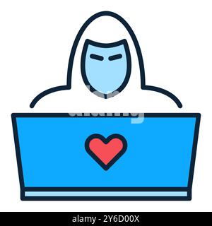 Laptop and Hacker vector concept colored icon or design element Stock Vector