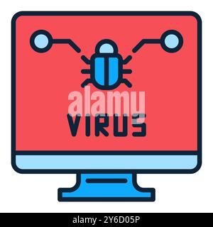 PC Virus Scan concept vector colored icon or sign Stock Vector