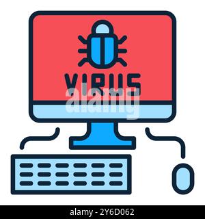 Virus on Desktop Computer vector concept colored icon or symbol Stock Vector