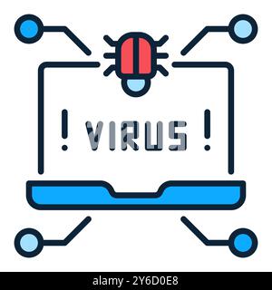 Virus on Laptop Screen vector Computer Virus concept colored icon or symbol Stock Vector