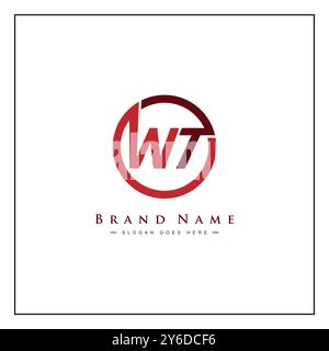 Creative Logo for Initials WT in Monogram Style - Vector Template for Initial Letter W and T Stock Vector
