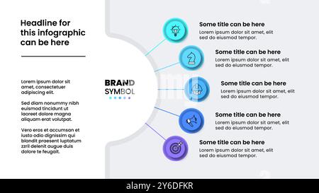 Infographic template with icons and 5 options or steps. Can be used for workflow layout, diagram, banner, webdesign. Vector illustration Stock Vector
