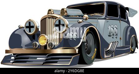 Custom fiction retro race car parapunk style. Available EPS-10 vector format separated by groups and layers with transparency effects for one-click re Stock Vector