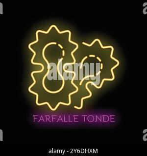 Glowing yellow neon sign depicting two cogwheels interlocking, symbolizing teamwork and collaboration, on a black background Stock Vector