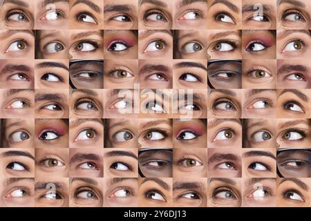 Artwork collage image picture of diverse human eyes many people isolated on creative background Stock Photo
