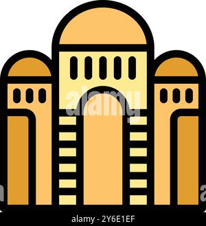 This minimalist icon features a building with arches and columns, suitable for representing various architectural styles Stock Vector