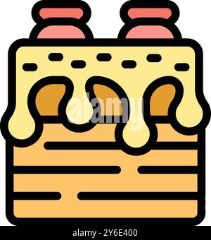 Square cake icon, bakery and pastry shop, sweet food, dessert, snack, birthday party, celebration, vector, isolated, white background Stock Vector