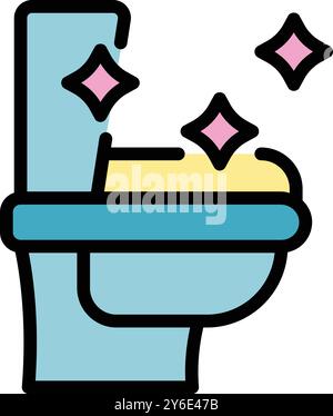 Simple icon of a clean and shiny toilet bowl, ideal for representing cleaning services or bathroom hygiene Stock Vector