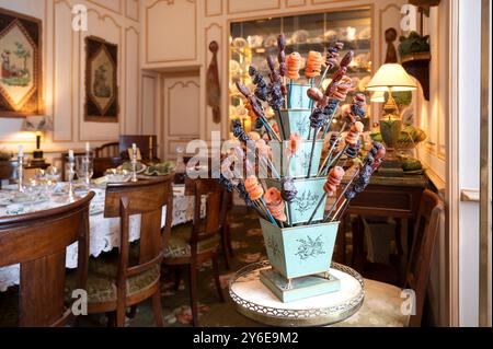 The dining hall of the Château de Boussac, a castle in the Creuse departement, France Stock Photo