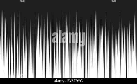 Comic strip vertical motion lines. Anime comics book super hero speed and fight sharp white rays black texture. Manga superhero action linear effect. Cartoon fast zoom and light flash eps stripes Stock Vector