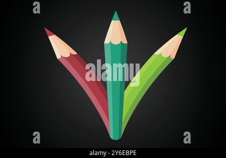 Set of Color Pencils - Stationery Design - Back to School Design Stock Vector