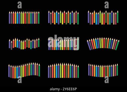 Set of Color Pencils - Stationery Design - Back to School Design Stock Vector