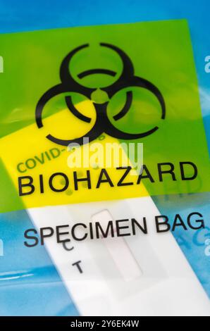 Specimen Bag with Collected Sample for COVID-19 At-Home Testing Kit Stock Photo