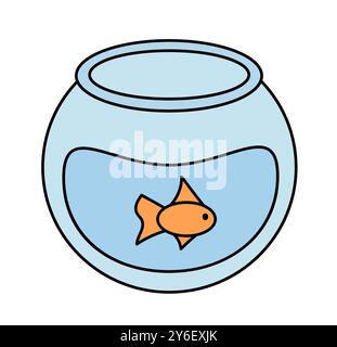 Aquarium with fish. Vector flat illustration isolated on a white background. Stock Vector
