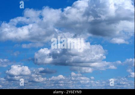 blue sky and many cumulus clouds Stock Photo
