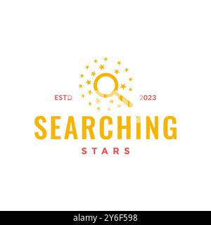 searching stars magnifying glass simple colorful logo design vector icon illustration Stock Vector