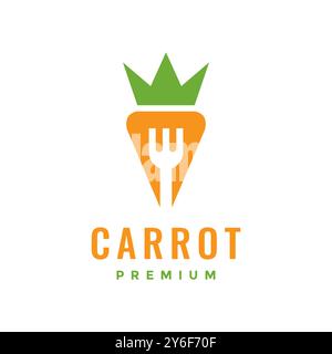 carrot vegetable fork simple modern style logo design vector icon illustration Stock Vector