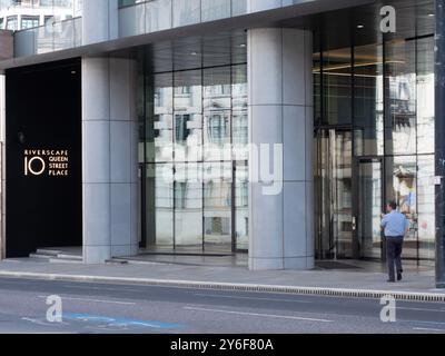 Riverscape building  10 Queen Street Place, offices of ION software, ICF CONSULTING LIMITED,  Chiel, Iris brands products experiences services,  Haysmacintyre,  Bates Wells, and  Archax, Stock Photo