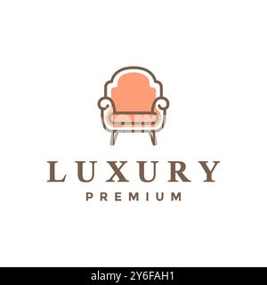 classic leather club chair simple line style logo design vector icon illustration Stock Vector