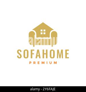 sofa house interior furniture simple flat modern clean logo design vector icon illustration Stock Vector