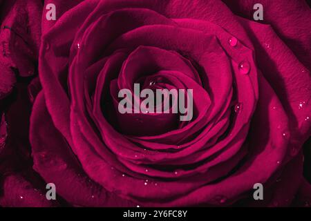 Pink roses with water drops. Macro photo, blooming flowers, festive concept for Mother's Day or Valentine's Day. Greeting card, Easter flat lay, best Stock Photo