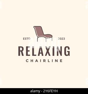 relaxing chair sleep pool furniture modern minimal colored hipster logo design vector icon illustration Stock Vector