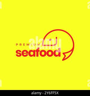 fish rounded circle geometric modern food seafood cooking fishing minimalist line style logo design vector icon illustration Stock Vector