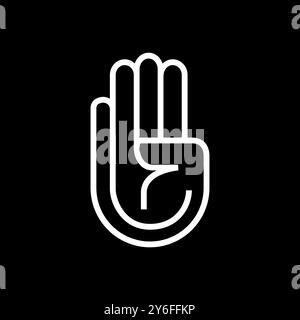 four finger hand line style simple minimalist logo design vector icon illustration Stock Vector