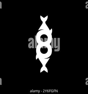 eight fish flat modern minimal logo design vector Stock Vector