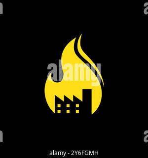 fire flame factory flat logo design vector Stock Vector
