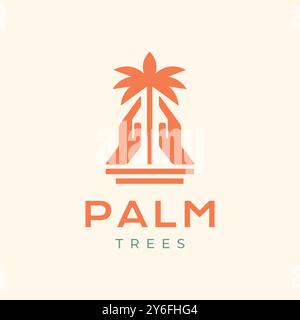 palm tree hand reforestation clean modern simple minimal logo design vector icon illustration Stock Vector