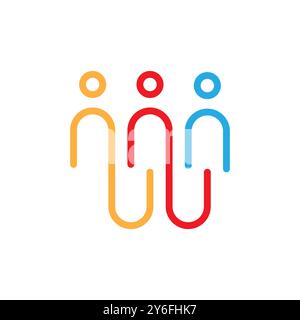 office u pins group team modern line style clean logo design vector icon illustration Stock Vector