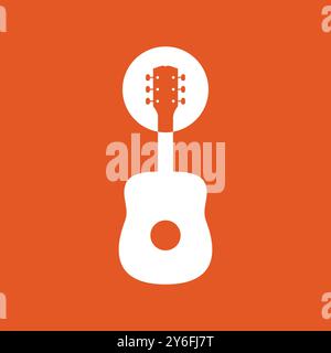 guitar music modern shape clean flat colored simple logo design vector icon illustration Stock Vector