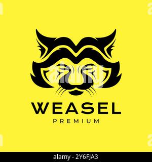 animal head portrait weasel old mascot character cartoon modern simple logo design vector icon illustration Stock Vector