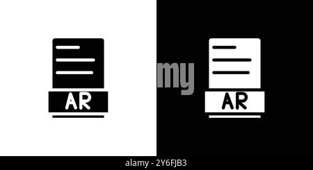 AR File Document Icon set in thin line outline style and linear vector sign Stock Vector