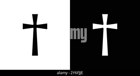 Christian Cross icon set in thin line outline style and linear vector sign Stock Vector