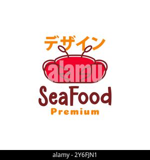 crab seafood taste cuisine colorful modern line style simple minimal logo design vector icon illustration Stock Vector