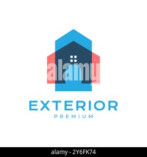 exterior house painting colorful abstract modern simple minimal logo design vector icon illustration Stock Vector