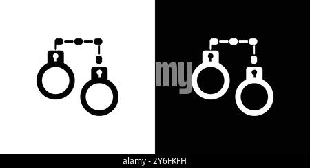 Handcuffs icon set in thin line outline style and linear vector sign Stock Vector