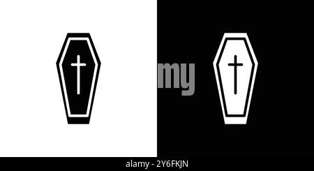 Halloween coffin icon set in thin line outline style and linear vector sign Stock Vector