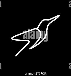 heron bird flying line minimal modern logo design vector Stock Vector