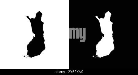 map of Finland icon set in thin line outline style and linear vector sign Stock Vector